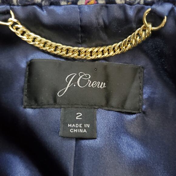 J. Crew Daphne Topcoat Italian Tweed Jacket Coat Wool Blend Navy Speckle Size 2 - Picture 7 of 10